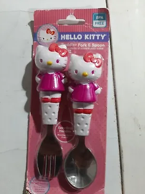 NOS  Sanrio Munchkin Toddler Hello Kitty Spoon And Fork BPA Free  1976 2011 • $22.03