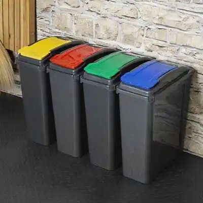 3x 25 Litre Recycle Bin Food Waste Dust Plastic Metal Glass Recycling Container • £29.85
