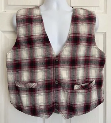 Vintage COLO WEAR Men's Plaid Lined Cotton Button Western Cowboy Vest - Size M • $15.99