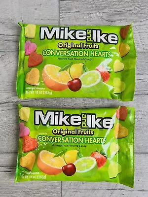 Mike And Ike Original Fruits CONVERSATION HEARTS Candy - (2 BAGS) 10 Oz Each • $24.99