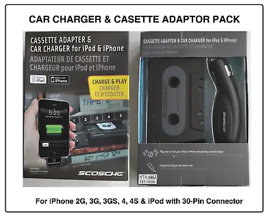 Genuine Scosche Universal Black Cassette Adapter & Car Charger For IPhone / IPod • £7.95