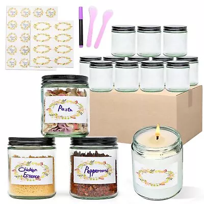 8oz Glass Jars With LidsGlass Candle Making JarsClear Round Candle Jars Wit... • $27.05