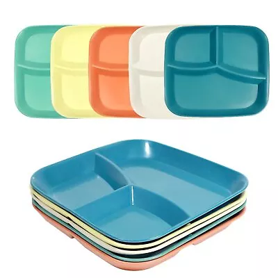 10 Inch Wheat Portion Control Dinner Plates 5 Unbreakable Adult Separate Pla... • $36.33