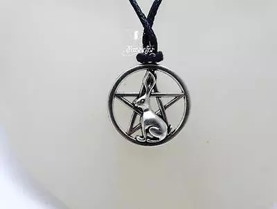 £6.95 • Buy Hare Rabbit On A Pentagram Necklace, Pagan Easter Bunny Set On A Waxed Cord