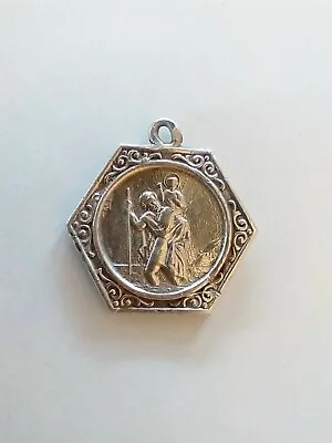 Vintage Catholic Silver St Christopher Georg Jensen Smaller Religious Medal • $49.99