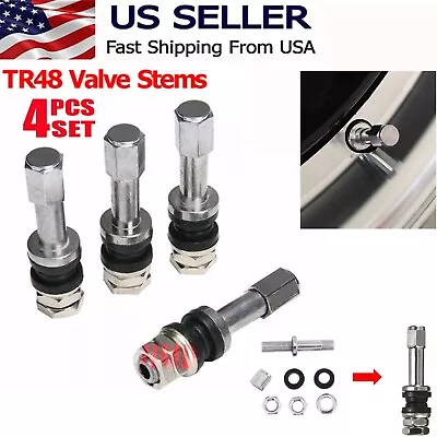 4Pc TR48 Bolt Screw On Tire Valve Stem Chrome Metal High Pressure Flush Stem Cap • $7.39