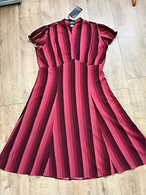 Collectif Sz 18 / 2XL Striped Dress BNWT - 40s / 50s Style • £6.99