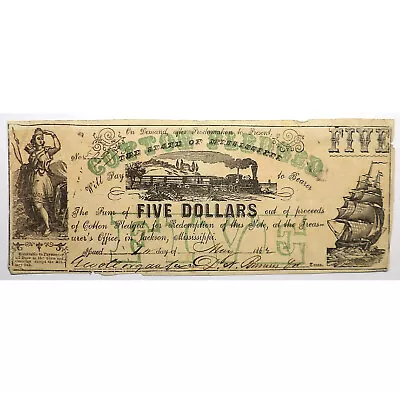 1862 Mississippi Currency - Jackson - Civil War Memorabilia – 4660 • $115