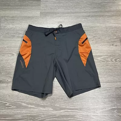 Hylete Shorts Men L Gray Orange Active Drawstring Athletic Gym Athleasurewear • $20.69