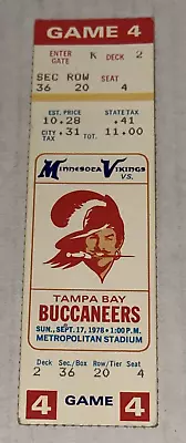 9/17/78 Vikings Buccaneers Bucs NFL Full Ticket Stub 3rd Franchise Win Tarkenton • $41.24