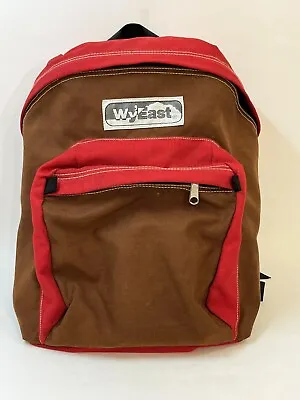 $50 • Buy Vintage Wy' East Back Pack Canvas Red & Brown 1980s-90s Zip Canvas EXCELLENT CON