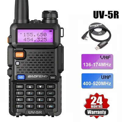 $46.99 • Buy UV-5R Dual Band UHF VHF Walkie Talkie Two Way Radio + Program Cable