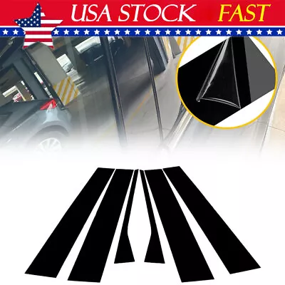 6x Glossy Black Pillar Post For 06-10 VW Jetta Sedan Door Trim Sticker Decal EAH • $14.24