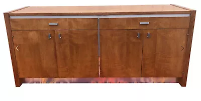 Walnut Credenza With Aluminum Trim By Founders Furniture Co. • $400