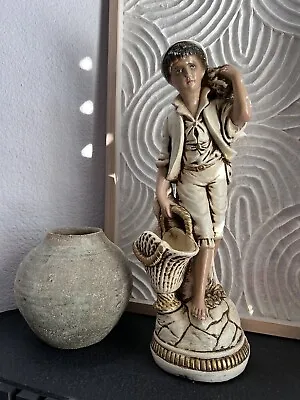 Vintage Marwal Chalkware Statue Of Boy With Basket • $20