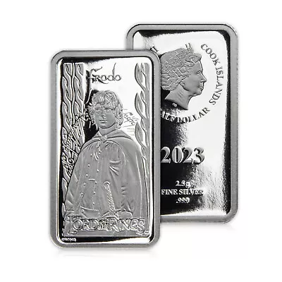 The Lord Of The Rings Frodo 2.5g Silver Coin Bar Cook Islands Half Dollar 2023 • £36.99