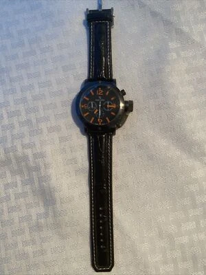 $8 • Buy V6 Super Speed Men’s Watch Faux Leather Band W/orange Numbers