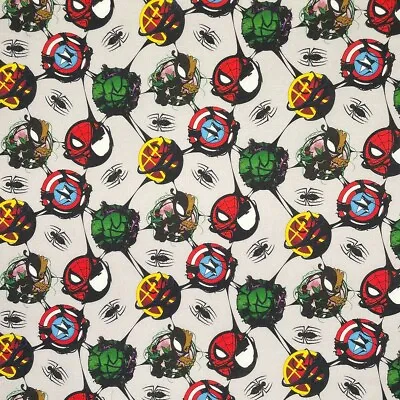 100% Cotton Fabric Digital Marvel Avengers Venom Spiderman Hulk Groot 140cm Wide • £5