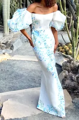 Monique Lhuillier Collection Spring 2021 Runway Floral Long Gown Maxi Dress 8 10 • $1825.90