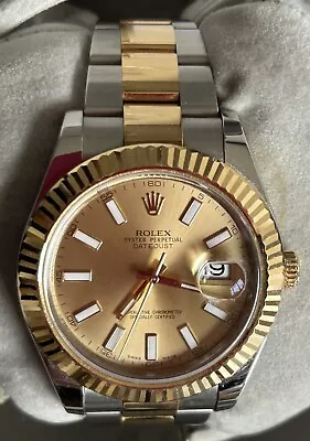 Rolex Datejust Oyster Perpetual Champagne Baton Men's Watch 41mm - Model 116333 • £6800