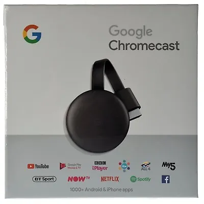Google Chromecast 3 Digital HDMI Media Video Streamer 2018 Charcoal GA00439-US • $266.57