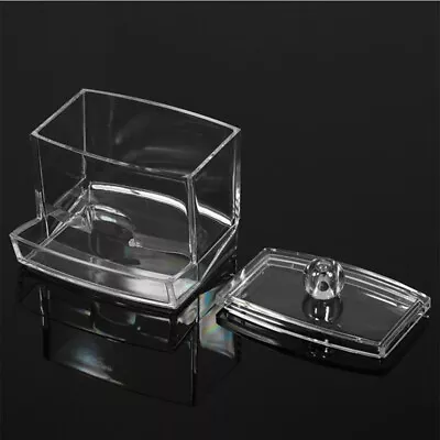 Cotton Swab Case Q Tip Box Storage Holder Living Room Clear Home Travel With Lid • $14.39