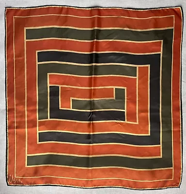 Vintage Vera Neumann Scarf Geometric Stripe Orange Black Green 70's 26  Square • $18