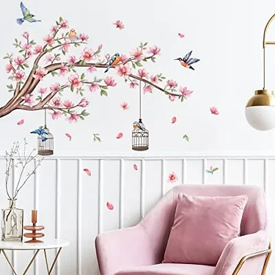  Cherry Blossom Wall Decals Pink Flowers Stickers Magnolia Floral Tree A • $22.26