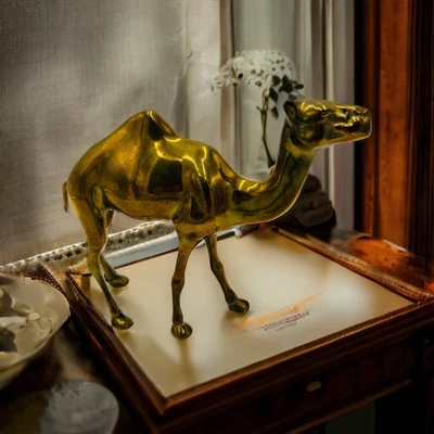 $95 • Buy Vintage Solid Brass Mid-Century Modern Camel Figurine Hollywood Regency Style 7”