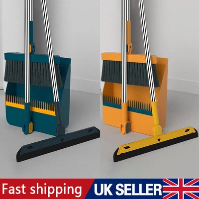 £5.99 • Buy Long Handled Dustpan Brush Set Strong Metal Handle Dust Pan & Broom Sweeper