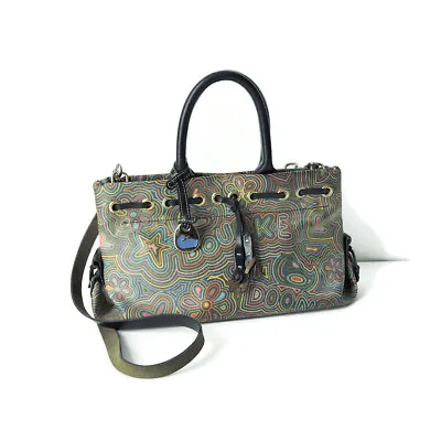 $56.95 • Buy Dooney & Bourke Graffiti  Flower Stars Hearts Tassel Purse Handbag Shoulder-bag 