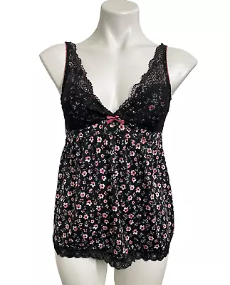 MARILYN MONROE Floral Lace Camisole Tank Top Size Large Bows Adjustable Straps • $19.95