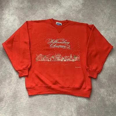 Vintage 90s Williamsburg Christmas Sweatshirt Size M Virginia City Sweater Snow  • $19.50