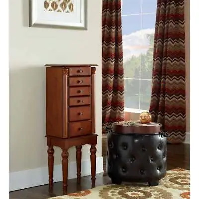 Linon Esther Wood Jewelry Armoire In Deep Cherry • $160.99