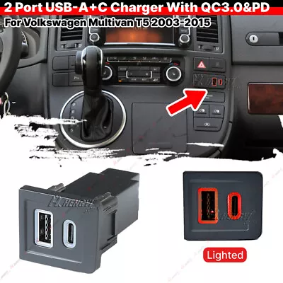 USB-C PD USB-A QC3.0 Car Charger Female Outlet For VW Multivan T5 03-15 • $24.22