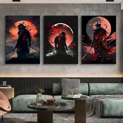 3 Pce Japanese Samurai Canvas Wall Art Picture Unframed Stunning    W • £22