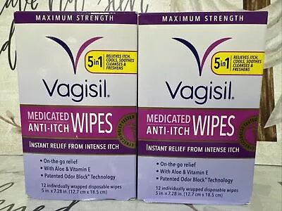 Vagisil Medicated Anti-Itch Wipes Instant Relief W/Aloe Ver &Vitamin E Exp:09/24 • $15.99