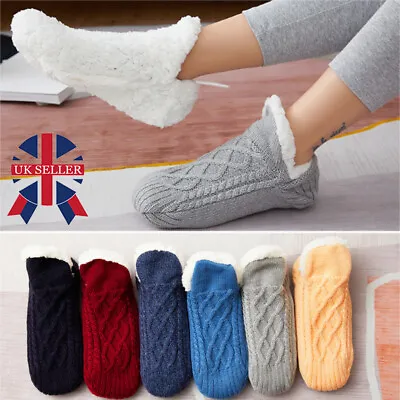 £6.99 • Buy Women Mens Slipper Winter Cosy Floor Socks Fluffy Non Slip Warm Fleece Lined Bed