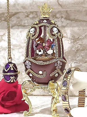 ONE OF A KIND Faberge Egg 2003 Vintage Style Horse Carousel Music Fabergé Gift • $899
