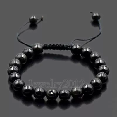 Hot Men Cubic Zircon Black Plated Crown Bracelet Gemstone Bead Macrame Bracelets • $6.64