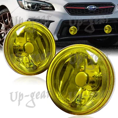 Chrome Housing Yellow Lens 4  Round Universal Driving Fog Lights Lamps+Switch • $35.50