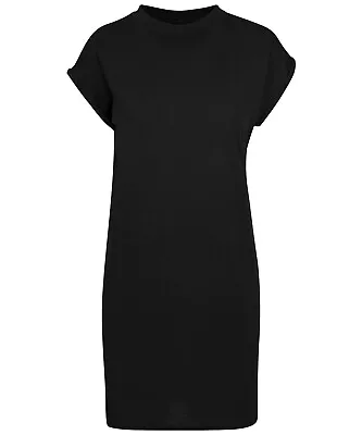 Women's Turtle Extended Shoulder Dress BY101 - Casual Black Cotton Dress • £16