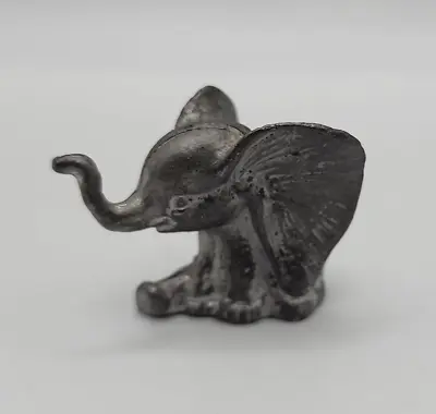 Vintage Miniature Pewter Giant Ear Sitting Elephant Figurine • $14.99