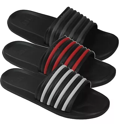 Mens Slider Slip On Mules Beach Holiday Pool Shower Flat Summer Sandal Size 7-12 • £5.95