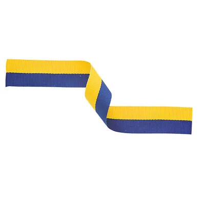 10x Quality BLUE & YELLOW Medal Ribbons Lanyards With Gold Clips. 22mm Wide • £6.82