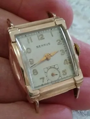 Vintage 1950's  Benrus Men's Wristwatch BA2 17 Jewels 10K RGP Case RUNS • $49