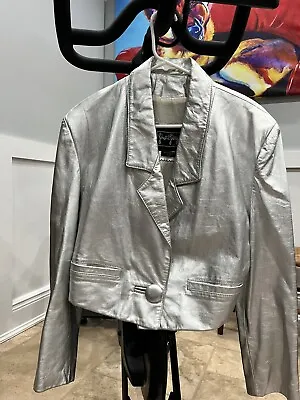 Gino Di Giorgio Silver Leather Jacket Women’s Vintage Medium  • $50