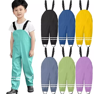 £10.97 • Buy Toddler Kids Boys Girls Rain Dungarees Waterproof Windproof Rain Trousers Sets