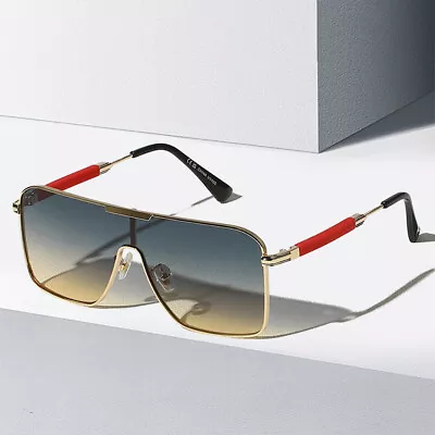 Oversized One-piece Square Pilot Sunglasses Mens Outdoor Driving Shades Glasses • $10.99