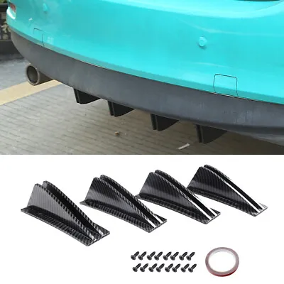For Honda Civic Sedan Hatch Rear Lower Bumper Lip Shark Fin Spoiler Carbon Fiber • $19.98